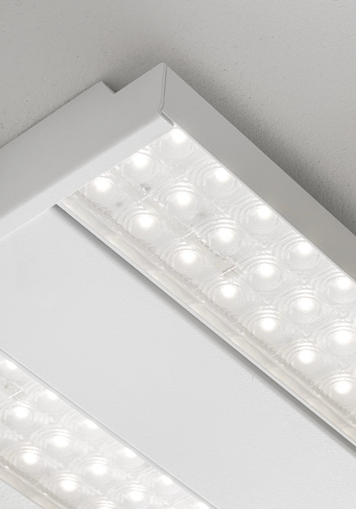 FIT Lampada a Sospensione LED 45W 4000K 60° CRI80 UGR22 IK06 IP40 - Struttura in Alluminio Verniciato Bianco per Ambienti Industriali e Sportivi