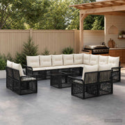 Set Divano da Giardino 13 pz Nero e Bianco Crema polyrattan 3436720