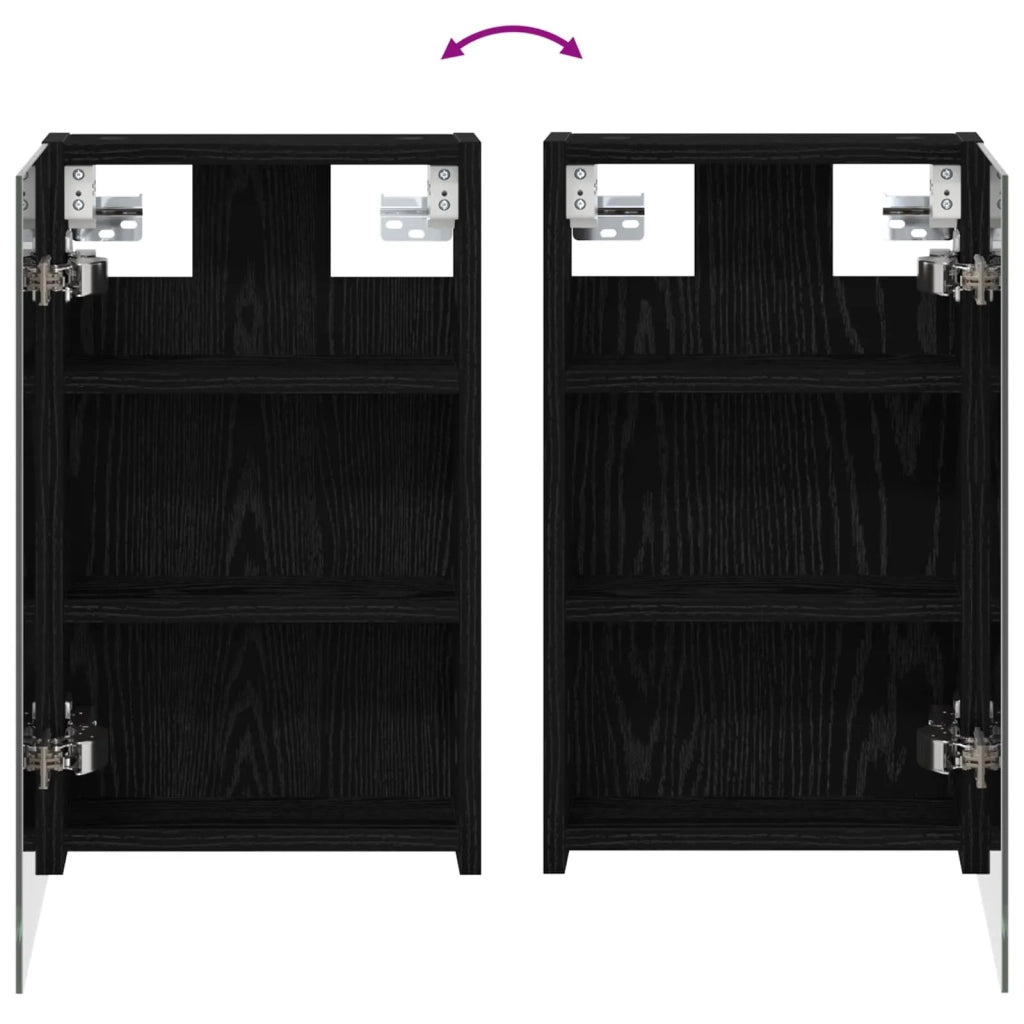 Mobiletto per specchio da bagno Rovere Nero 30 x 10,5 x 50 cm