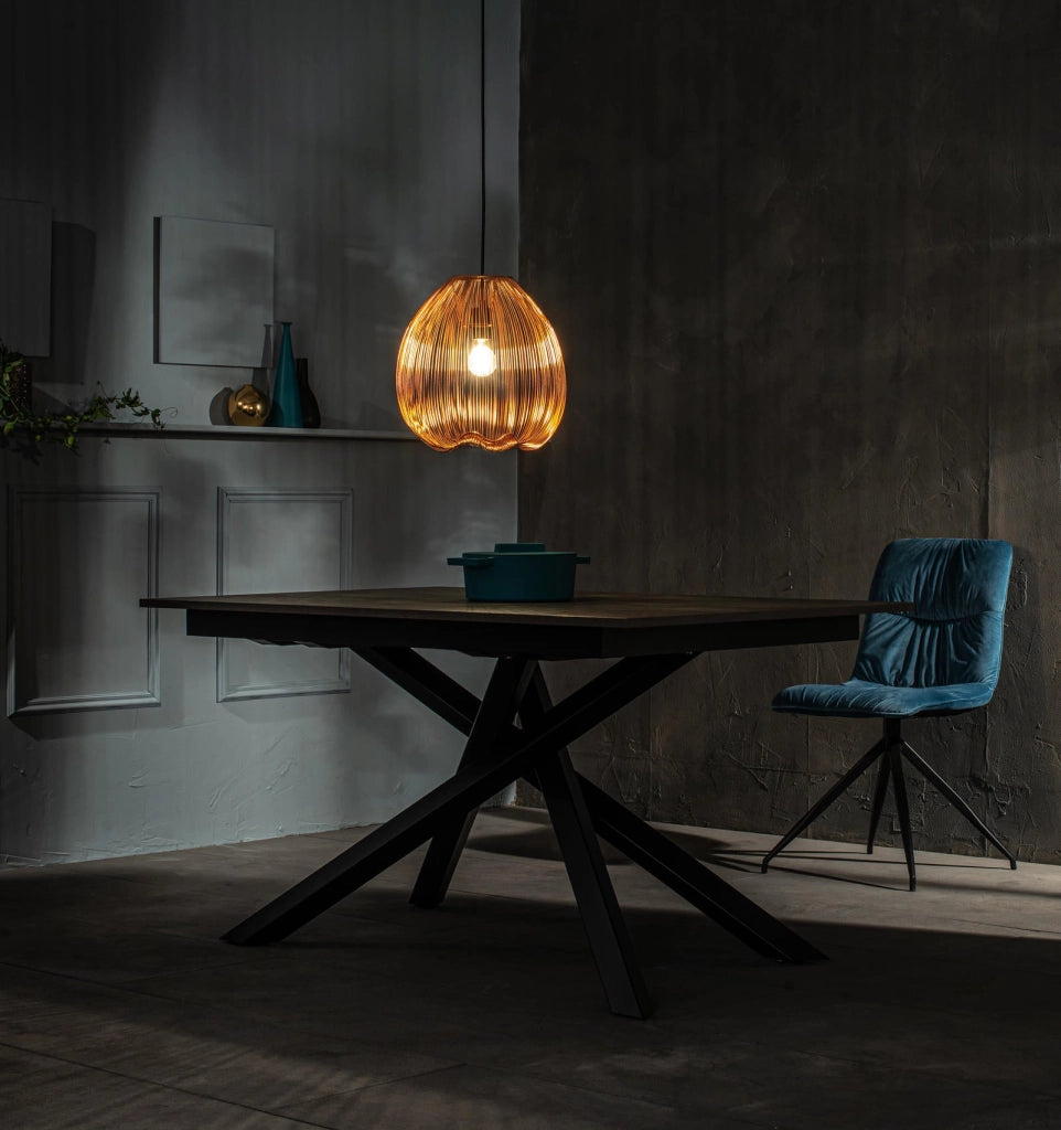 Lampada a Sospensione 35x35xH150 cm in Metallo Jaula Ottone Lucido