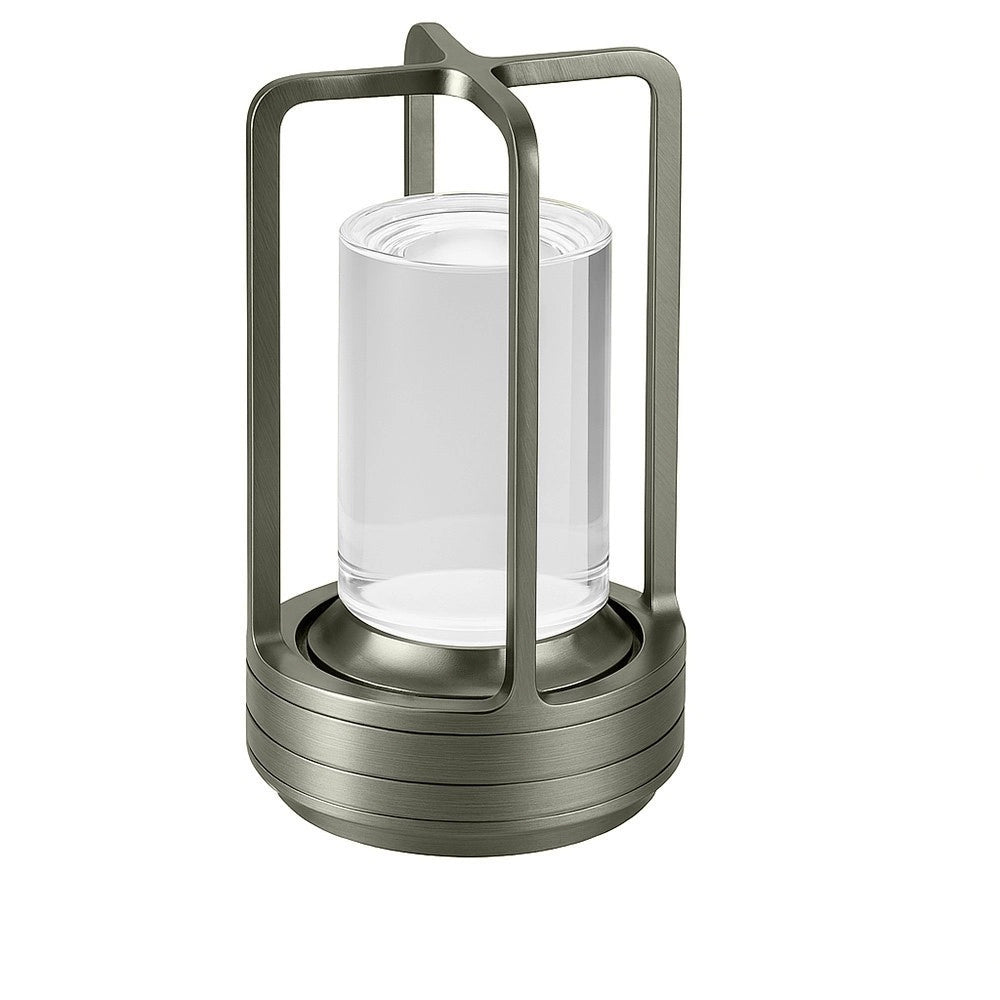 Trade Shop - Lampada A Led Da Tavolo 3 Watt Lanterna Lume Ricaricabile Touch Dimmerabile Cct D37-3c - Argento