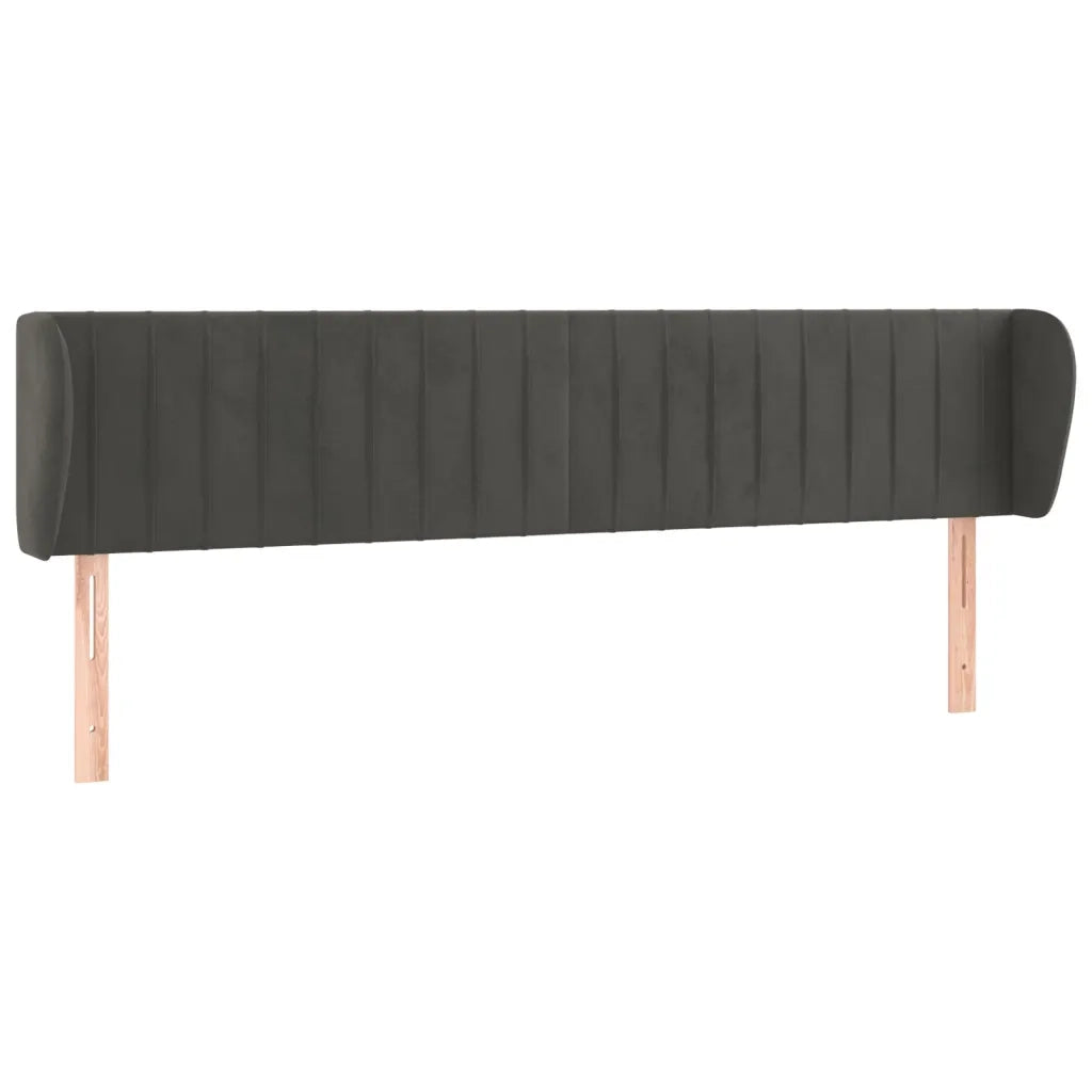 Testiera | Testata ad Orecchio Grigio Scuro 183x23x78/88 cm in Velluto
