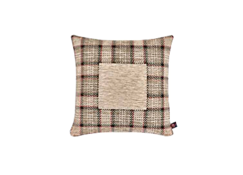 Federa Cuscino Arredo Casa Fodera Tessuto Cinigliato Scozzese Tartan - 60x60 - Tortora