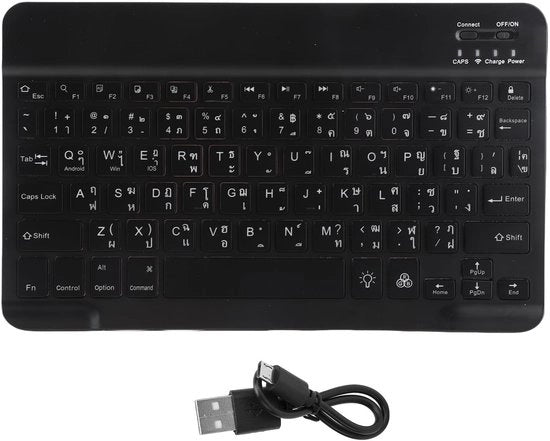 Tastiera da Scrivania Senza Fili con Illuminazione RGB di Sfondo - Tastiera Antisliappa - Impermeabile - Bluetooth 3.0 - 10 Pollici - Tessuto di Alta Qualità