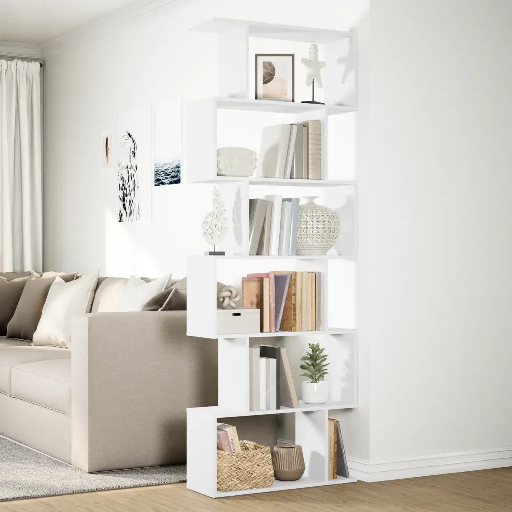 Libreria Divisorio 6 Ripiani Bianca 70x24x193 cm in Truciolato 858084
