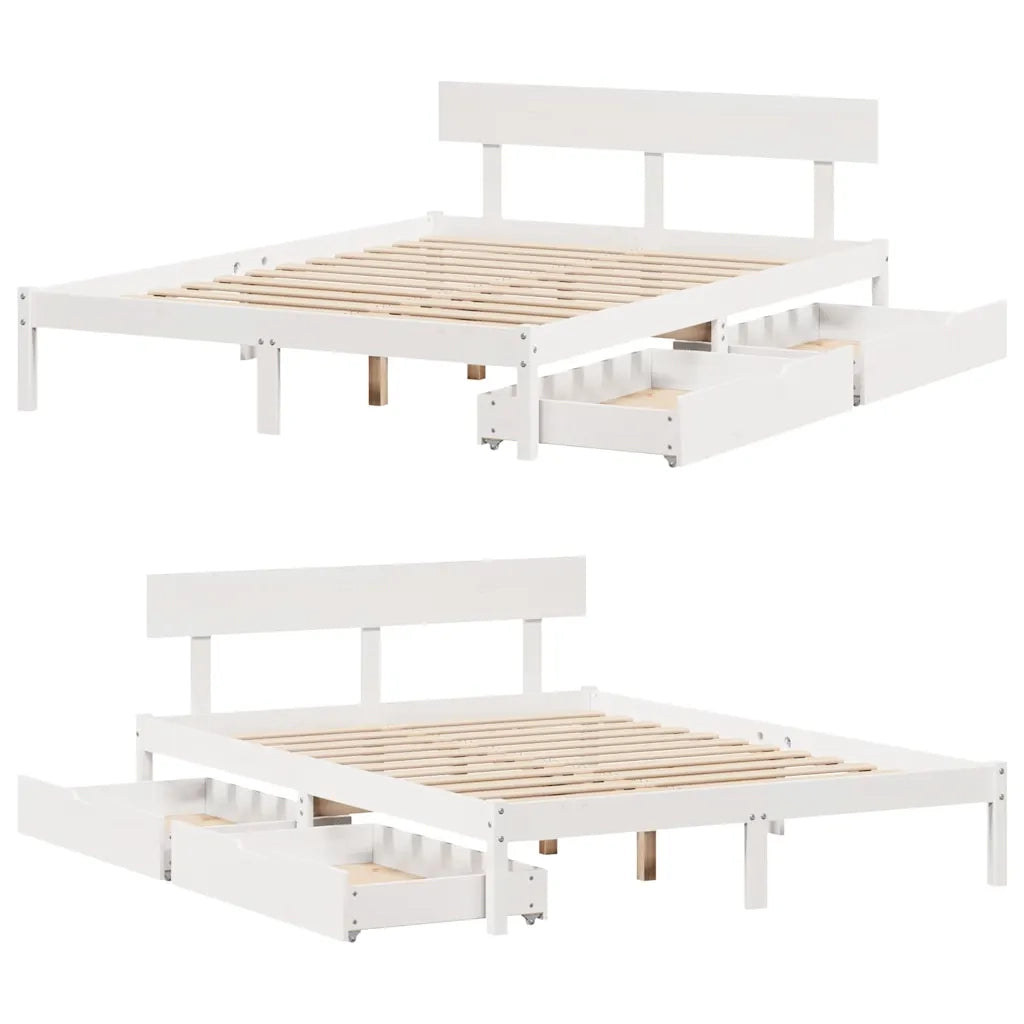 Letto senza Materasso Bianco 140x200 cm Legno Massello di Pino
