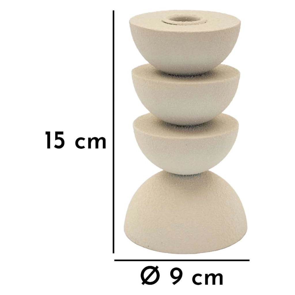 Farekani, Portacandela Sfumatura Colore Struttura Crema, Bianco Crema