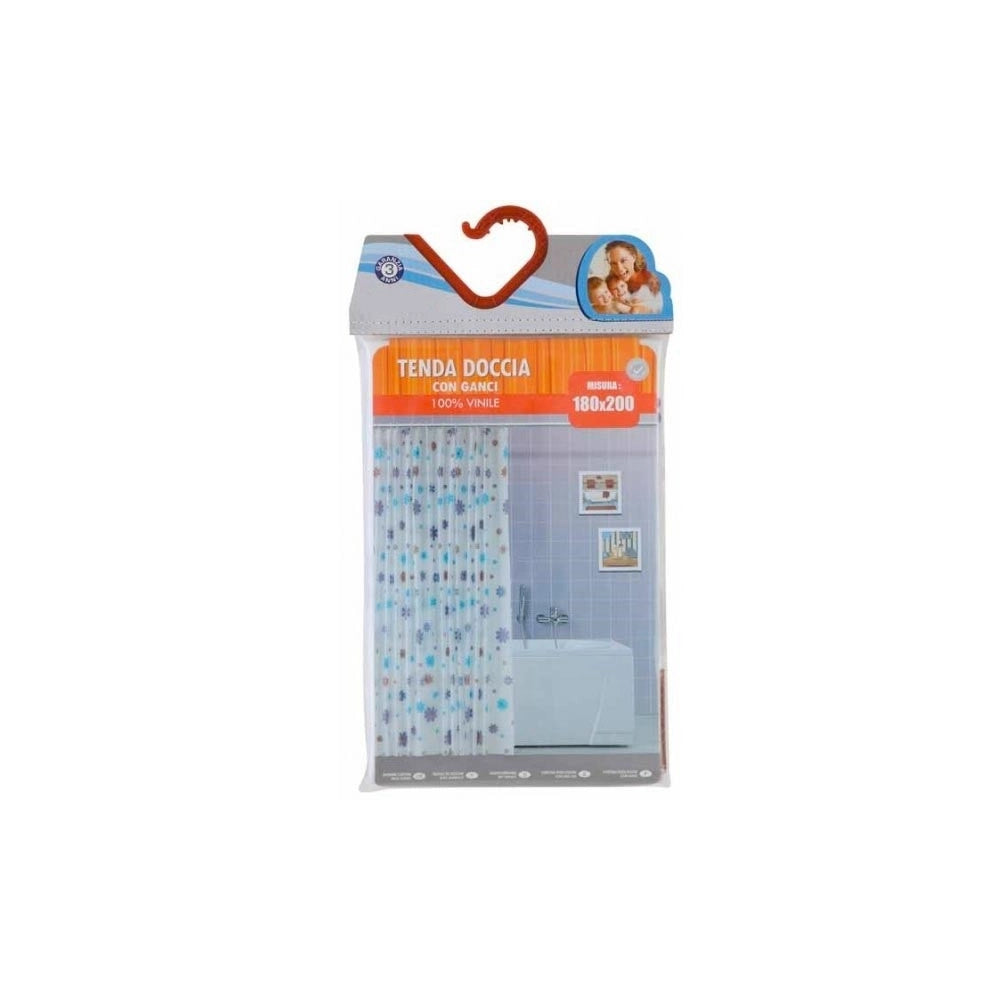 Trade Shop - Tenda Doccia In Vinile Con Ganci Impermeabile 180 X 200 Cm Con Fiori -