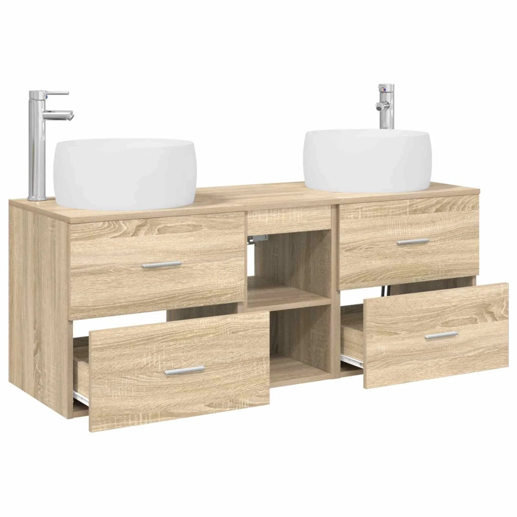 Set di mobili per il bagno 3 pz Rovere Sonoma 3405925