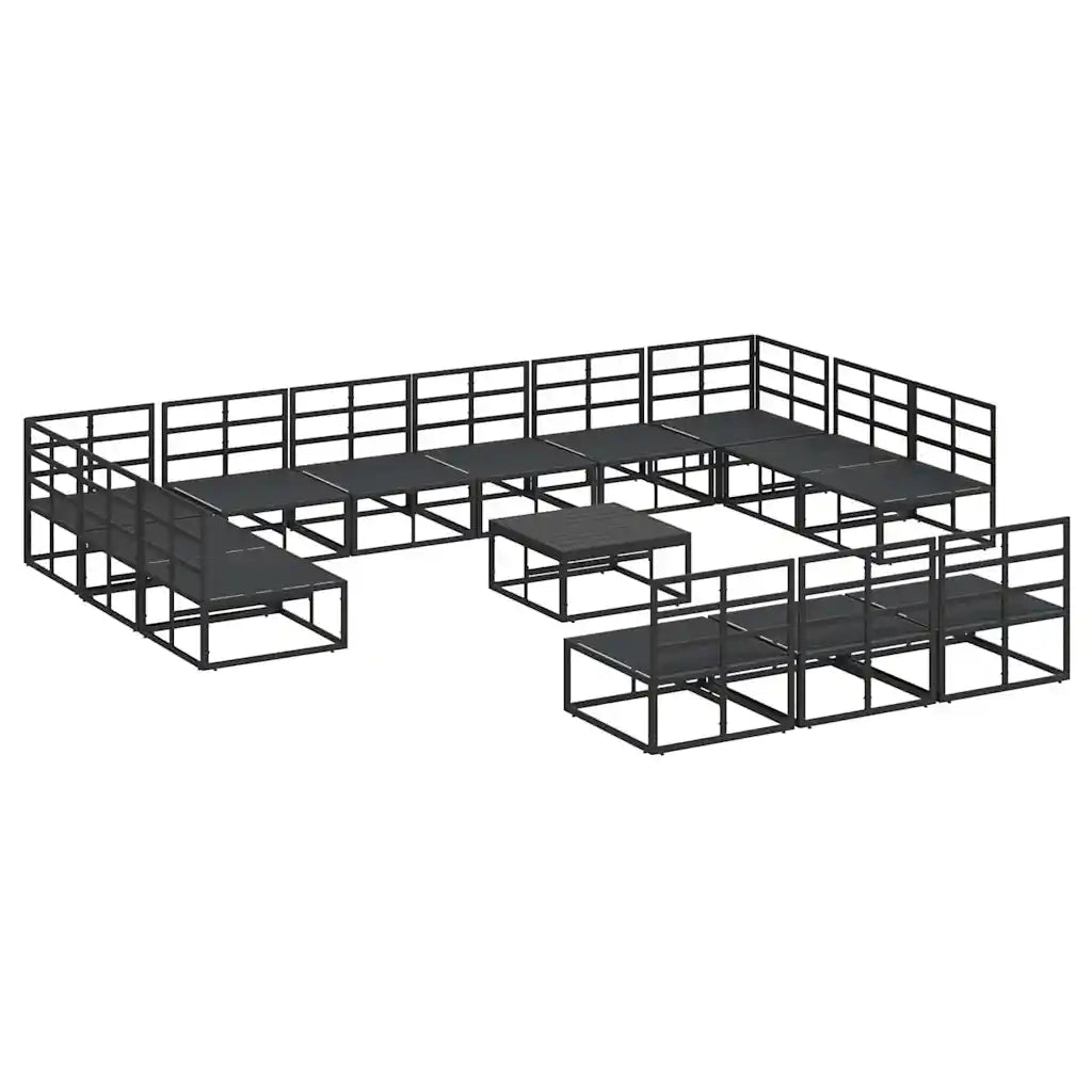 vidaXL Set Divano da Giardino con cuscino 14 pcs Nero Alluminio