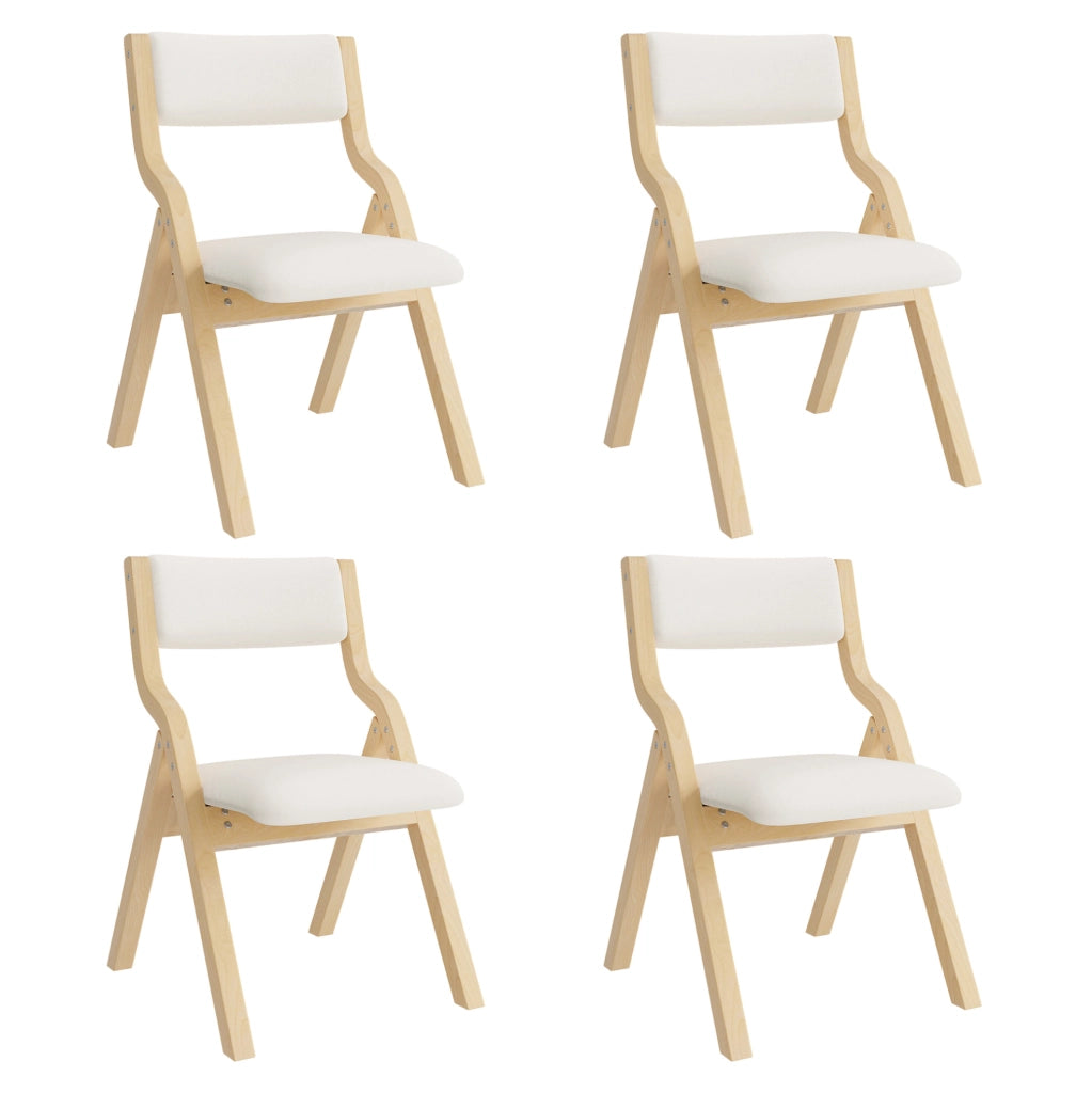 Set di 4 sedie pieghevoli 55x49x81 cm in legno e lino beige