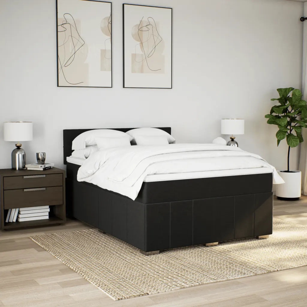 Giroletto a Molle con Materasso Nero 140x190 cm in Tessuto 3287065
