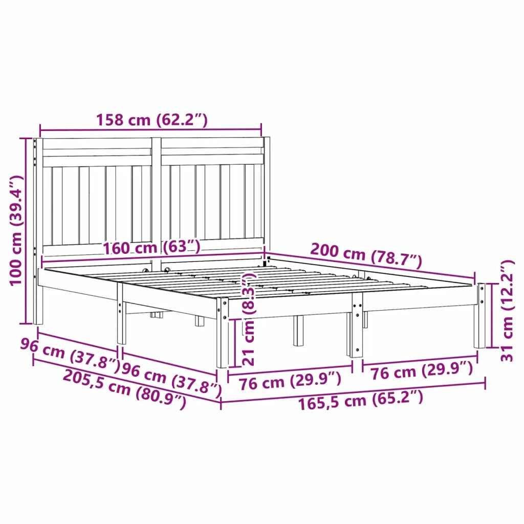 Struttura del letto Marrone cerato 205,5 x 165,5 x 100 cm