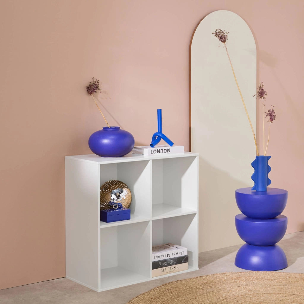 Libreria modulare in legno con 4 scomparti, bianco