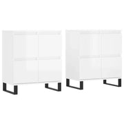 Credenze 2 pz | Madia | Buffet da pranzo | Armadio da pranzo Bianco Lucido in Legno Multistrato