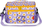 Borsa termica, borsa isolata per ufficio, lavoro, borsa pranzo con grande capacità di 7,7 litri, cinturino regolabile, 28 x 17 x 15 cm, motivi fiorali