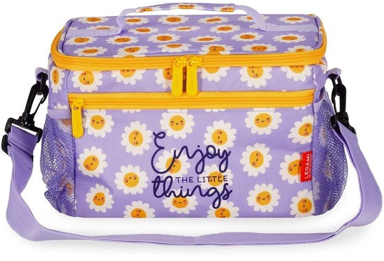 Borsa termica, borsa isolata per ufficio, lavoro, borsa pranzo con grande capacità di 7,7 litri, cinturino regolabile, 28 x 17 x 15 cm, motivi fiorali
