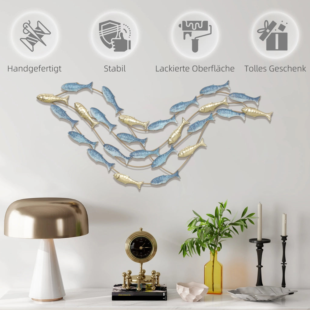 Quadro decorativo pesce ¨C Zephmum ¨C Blu, metallo, design moderno