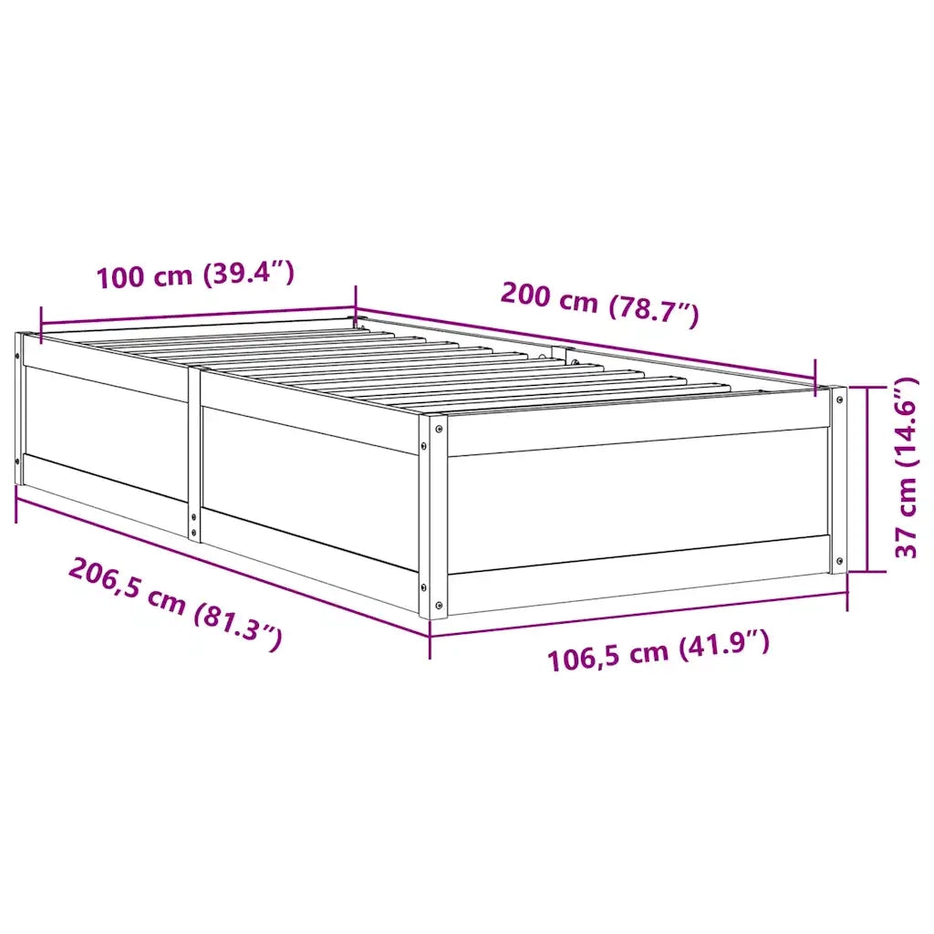 Letto senza Materasso Marrone Cera 100x200 cm in Legno di Pino
