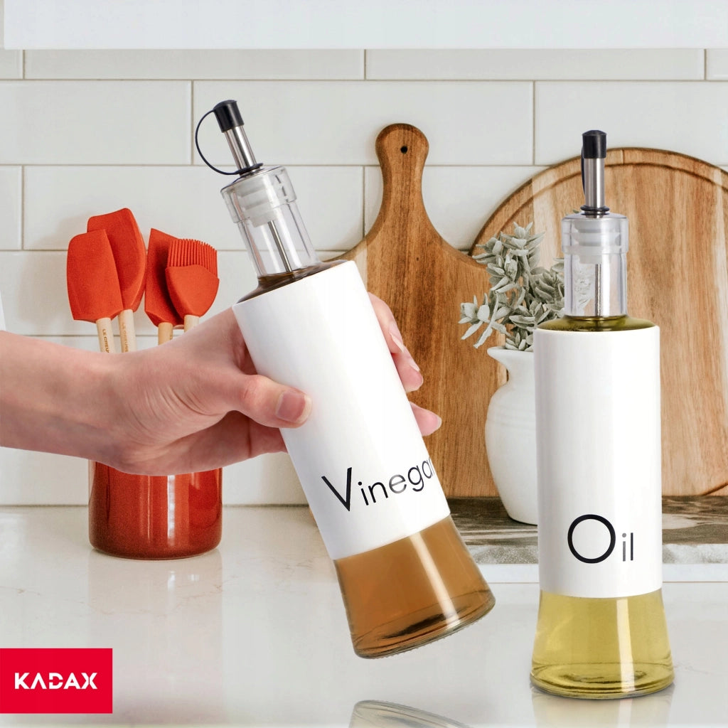 Set di 2 bottiglie in vetro KADAX da 320 ml con dosatore per aceto e olio.