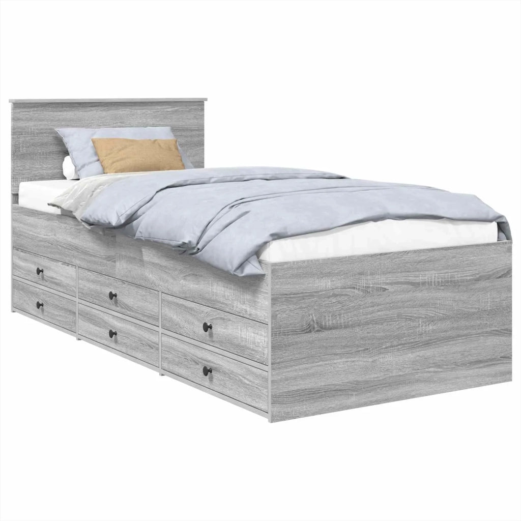 Letto singolo | Letto per adulti | Daybed Grigio Sonoma e Nero 75 x 190 cm Legno multistrato