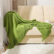 Tessuto di copertura per divano e letto 130x240 cm, morbido e confortevole, con finitura a punto croce, verde erba.