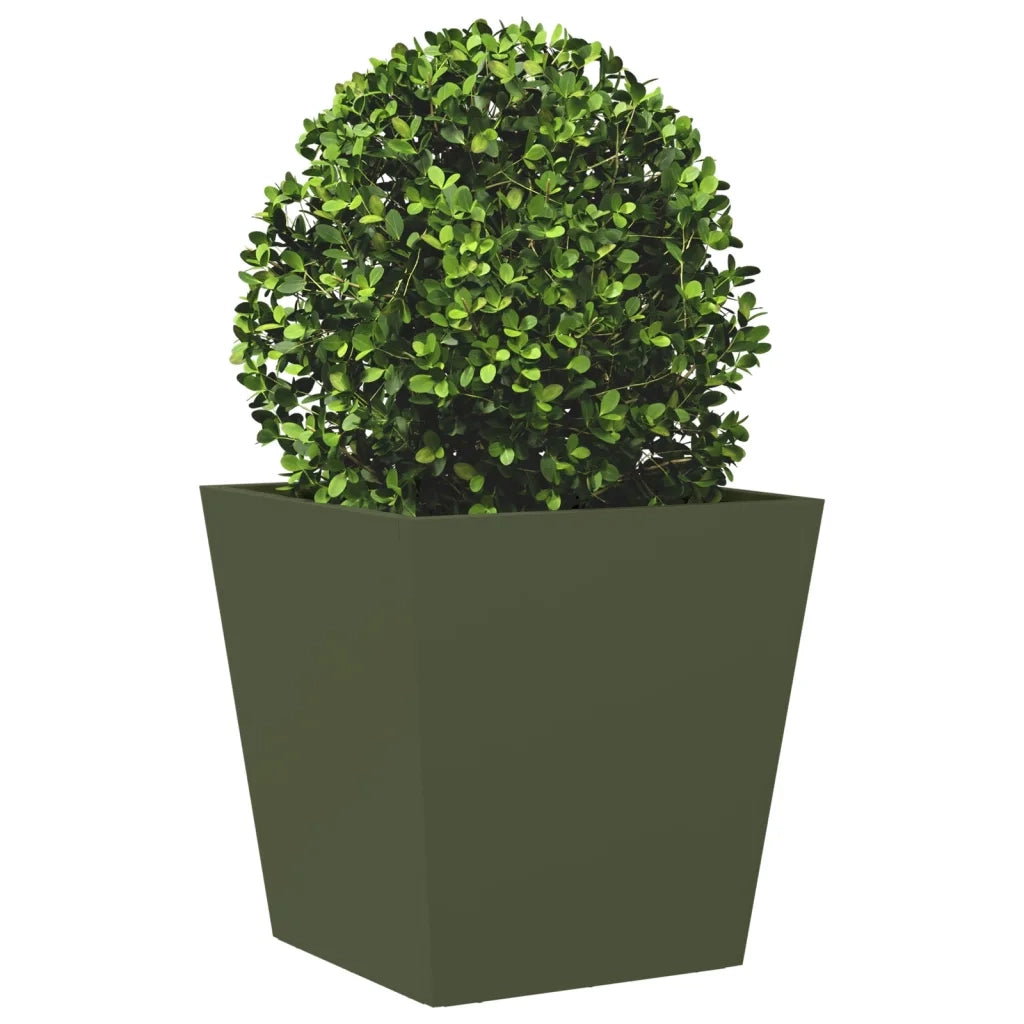 Fioriera da Giardino Verde Oliva 40x40x40 cm in Acciaio 851058