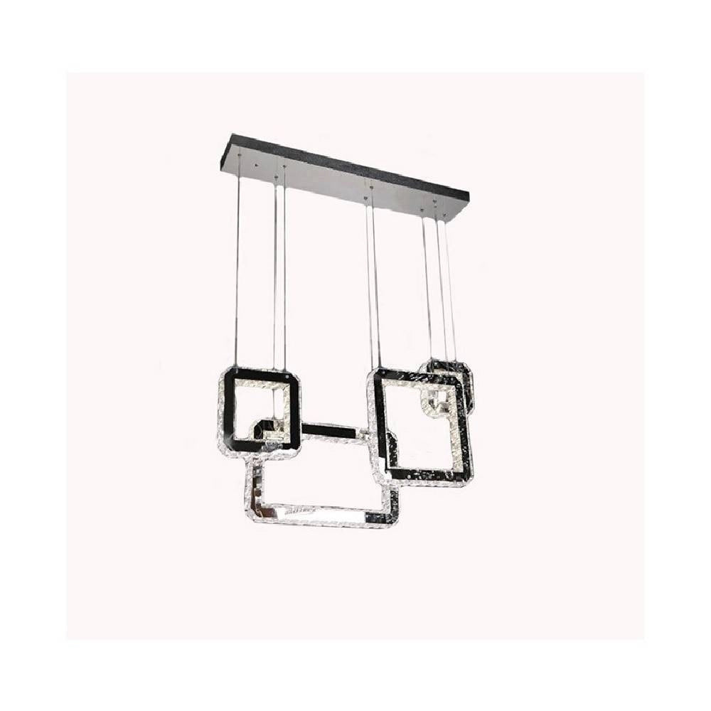Trade Shop - Lampadario Led 55 W A Sospensione Con Cristalli Luce Fredda 6500k 4 Pendenti A17 -