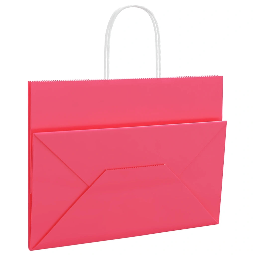 Sacchetti di Carta 250 pz con Manici Rosa 32x17x25 cm