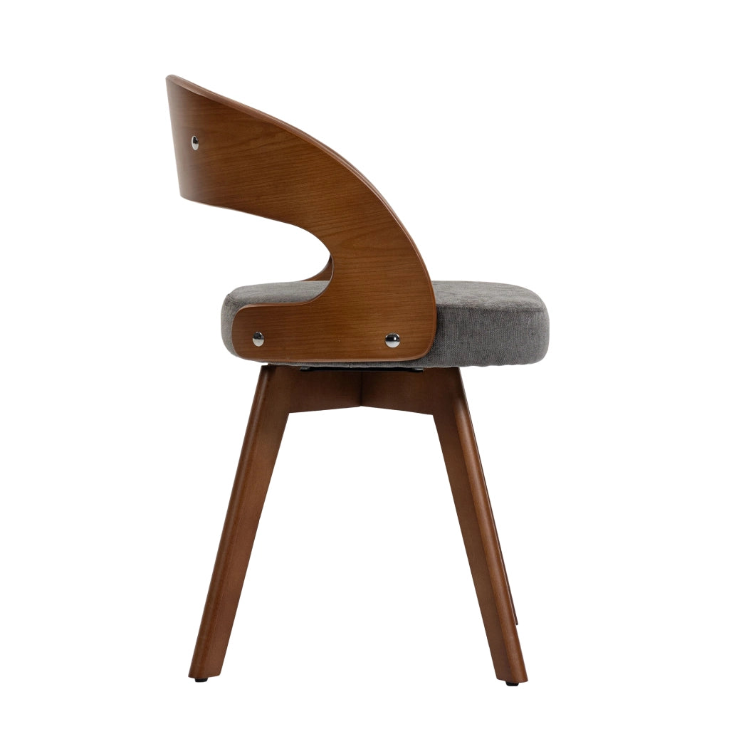 Sedia da Pranzo Girevole in Legno con Cuscino ¨C MINIMAL ¨C Schienale Curvo, Tessuto Cotone Lino