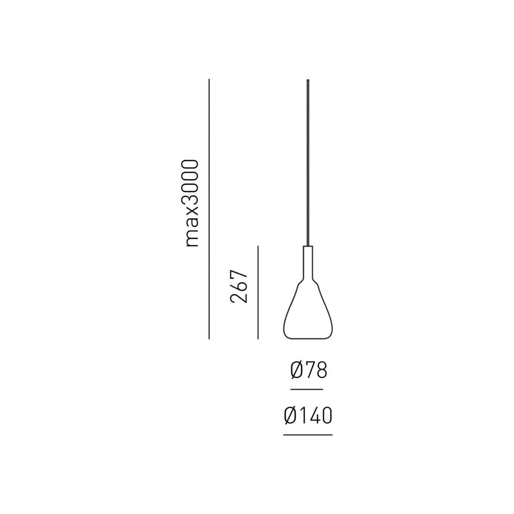 Ofelia S/11 Mini Lampada a sospensione in vetro borosilicato ambra trasparente con portalampade E27, cavo 3 metri - Gea Luce