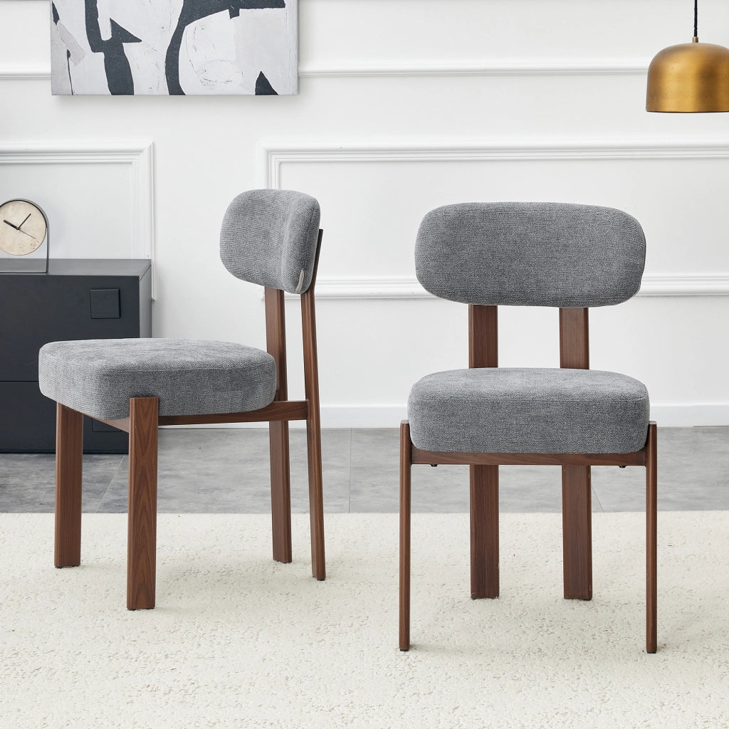 Set 2 Sedie da Pranzo Imbottite ¨C MINIMAL ¨C Tessuto Lino, Schienale Curvo, Stile Moderno