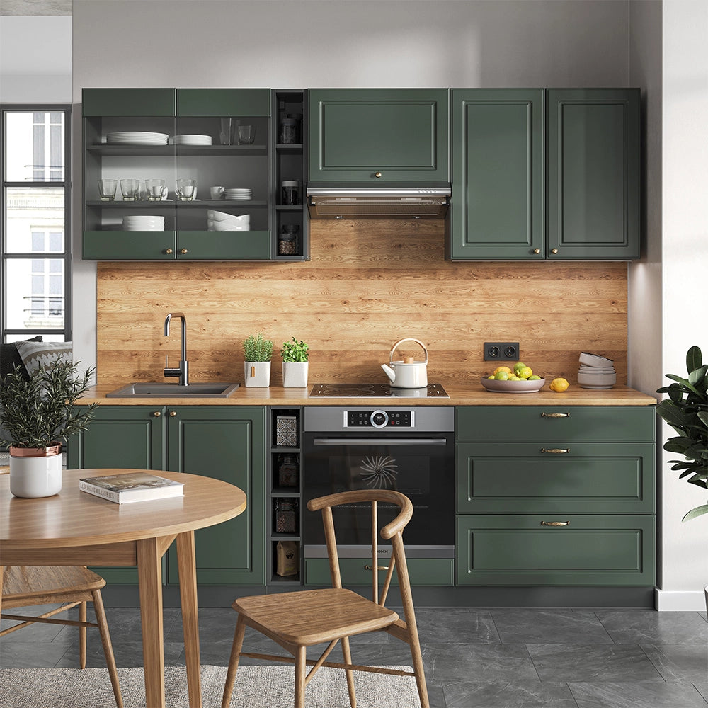 Cucina componibile Fame-Line Verde-oro rustico/Antracite 235 cm, PL Rovere Vicco