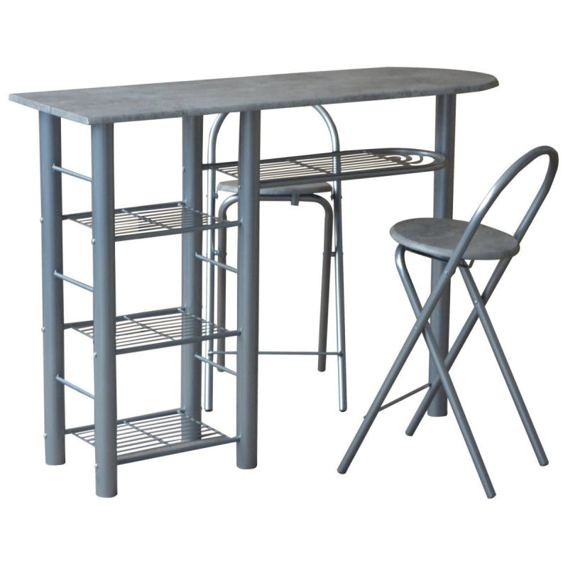 Banco Cucina E 2 Sgabelli Perth Silver Cemento