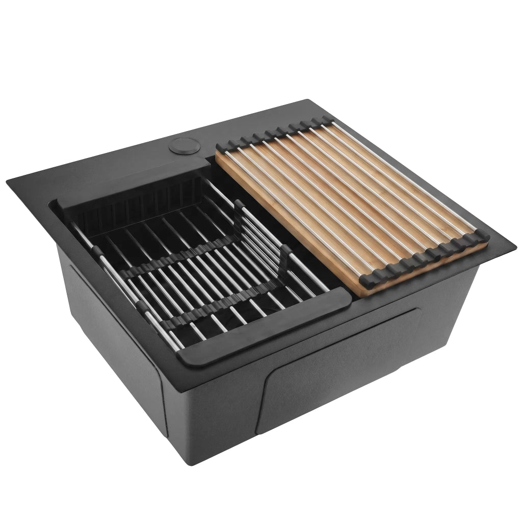 Lavello In Acciaio Con Set Di Accessori 3 Pz. Rea Leo 50 Black