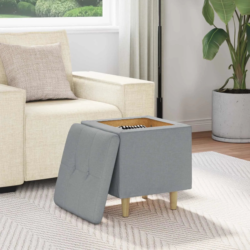 Pouf con Storage Grigio chiaro 40 x 40 x 45 cm Tessuto