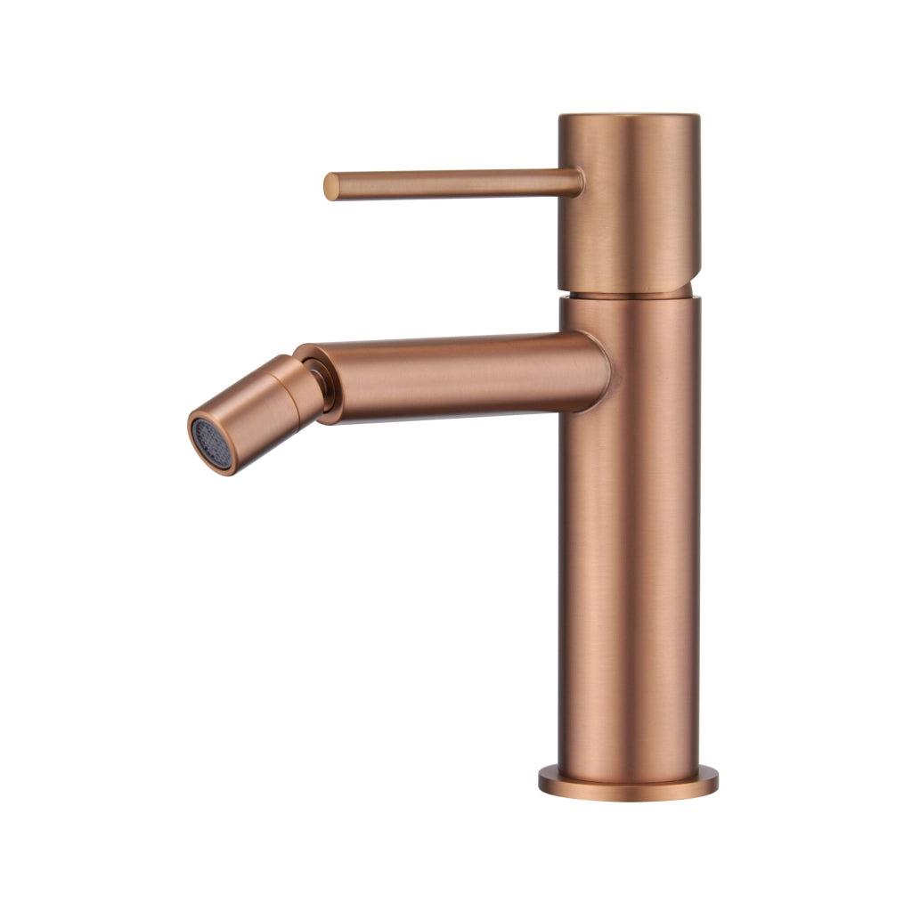 IMEX Miscelatore monocomando bidet oro rosa spazzolato corpo in ottone cartuccia ceramica Ø26mm tubi flessibili 3-8 Zama finitura PVD Serie Monza Imex-BDM039-2ORC