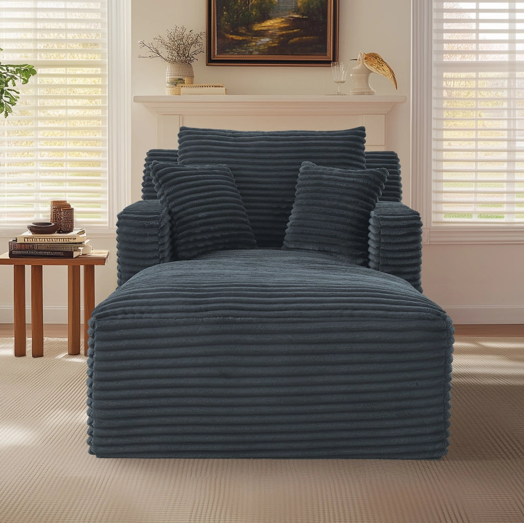 Chaise longue in velluto a coste grigio scuro, senza montaggio