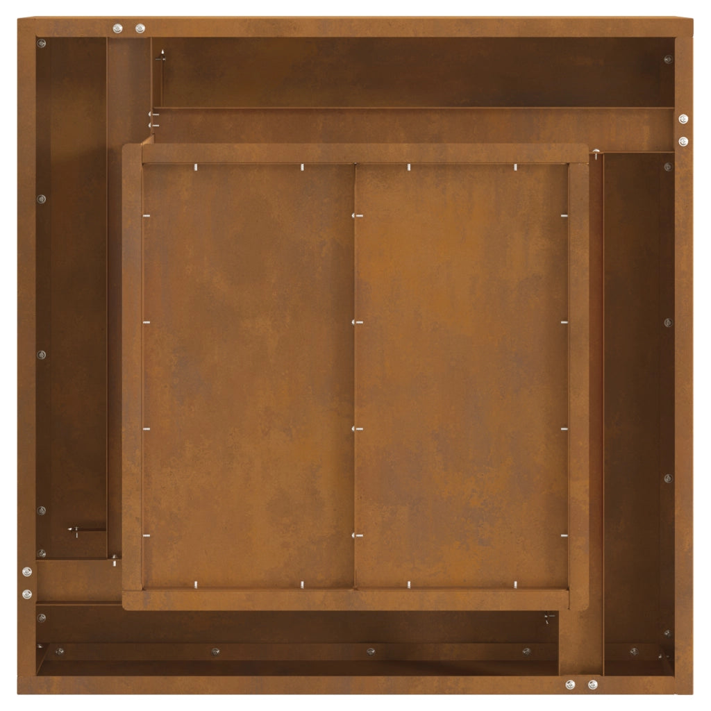 Caminetto Quadrato 60x60x30 cm in Acciaio Resistente alle Intemperie di