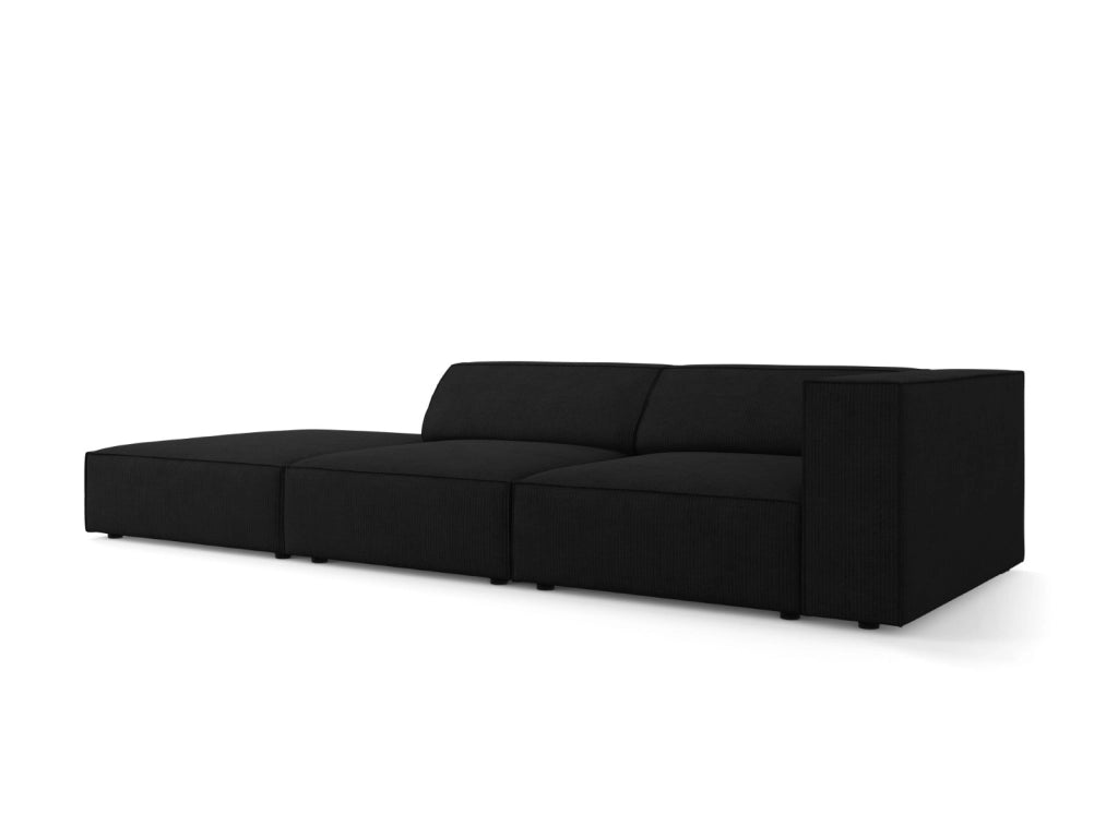 Cosmopolitan Design - Divano sinistro "Arendal" 4 posti in ciniglia con effetto a coste nero 