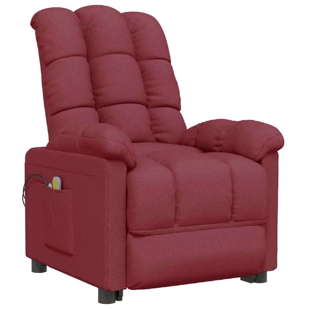 Poltrona Massaggiante Elettrica Rosso Vino in Tessuto 3073761