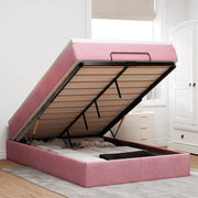 Struttura Letto Pouf con Materasso Rosa 120x200 cm Velluto 3311182
