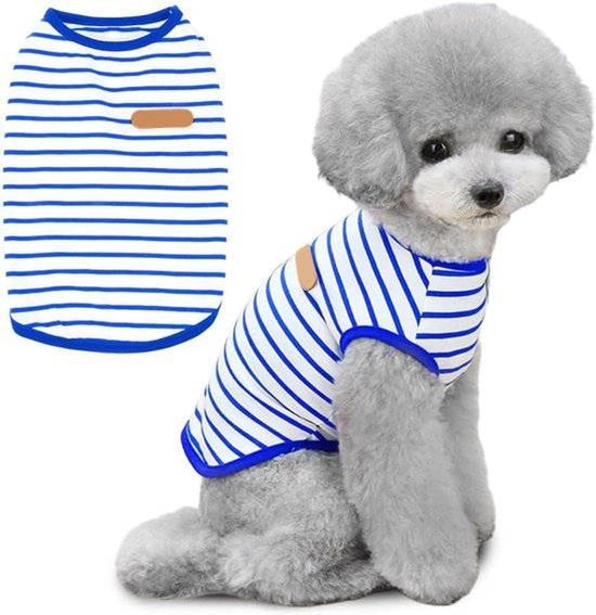 Camicia per cani a strisce, maglietta estiva per cani, abbigliamento morbido per cuccioli di cane in cotone, giacca per animali domestici, maglietta base per chihuahua, piccolo, medio, cani, abbigliamento per gatti, abbigliamento (blu, XL)
