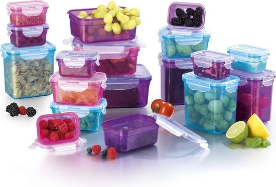 Set di contenitori Klick-it, colorati (paars/roze/turquoise), 36 pezzi.