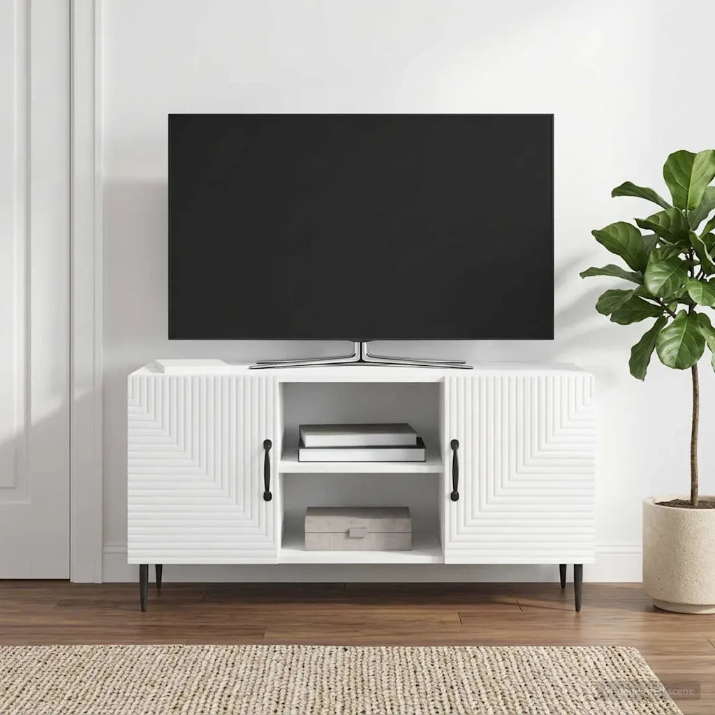 Mobile TV Bianco Lucido 102 x 34,5 x 50 cm Legno ingegnerizzato 894929