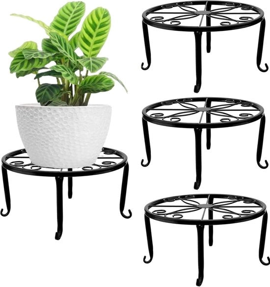 Supporto per piante in metallo 23 cm - Robusto supporto per vaso da giardino per interni, esterni, terrazze e decorazione di giardino (4 pezzi)