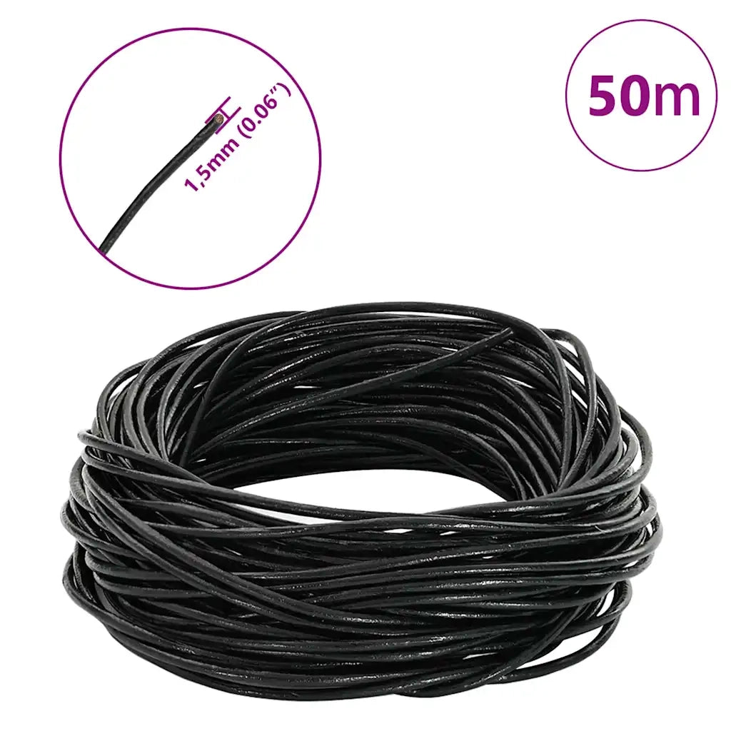 Cordino in Pelle Nero Ø1,5 mm x 50 m Pelle 42021954