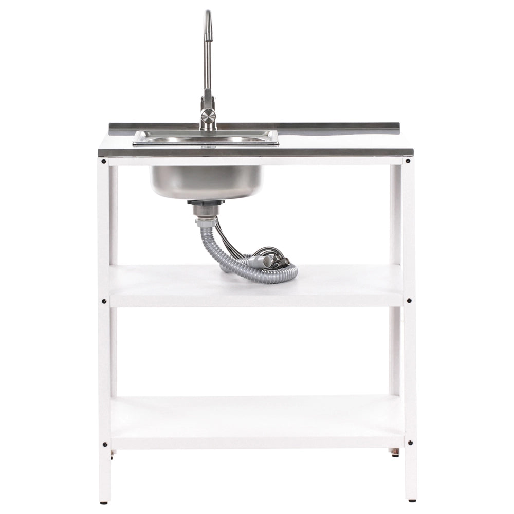 Set cucina da esterno 4 elementi in acciaio inox bianco 3 armadietti lavello a leva cucina da esterno
