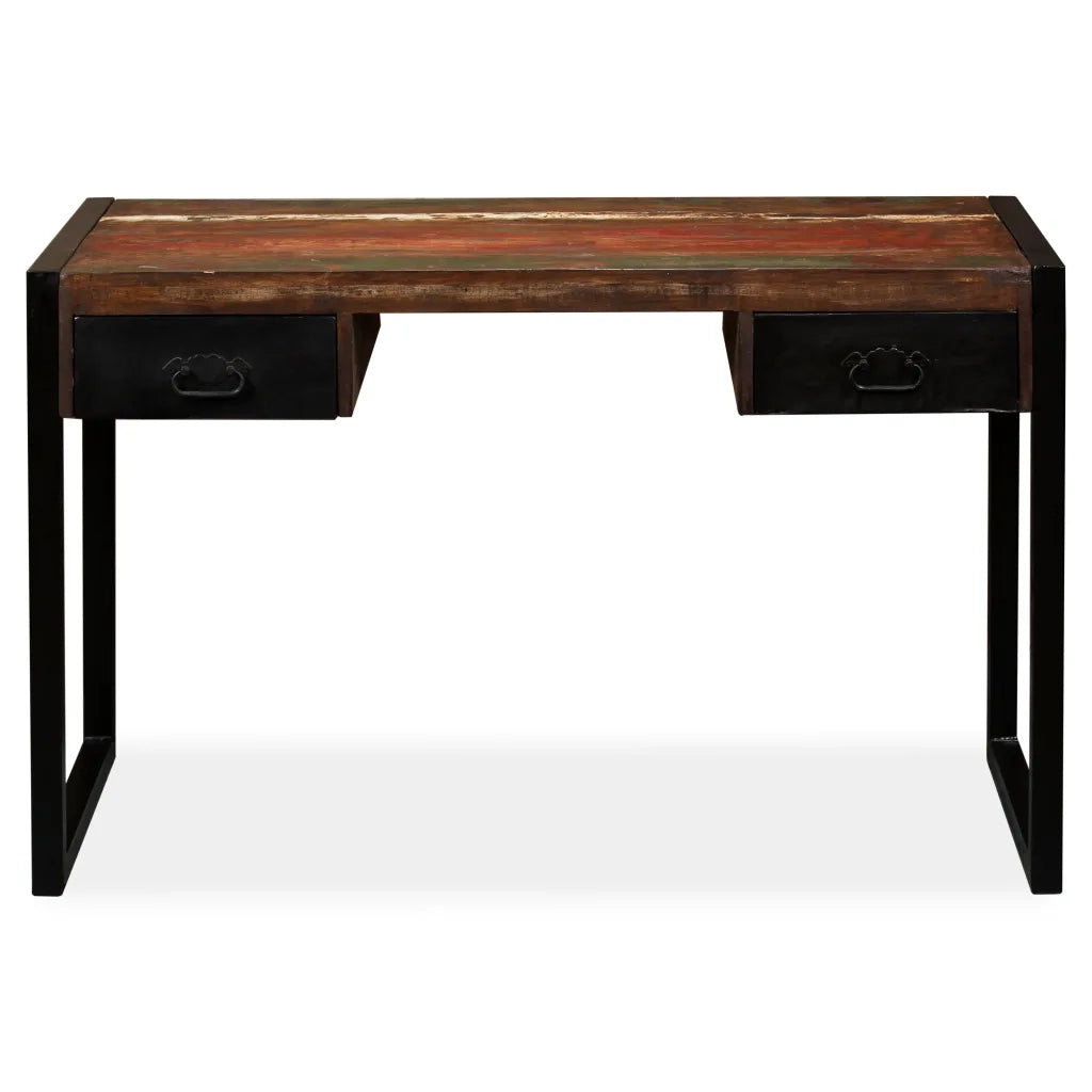Scrivania a 2 Cassetti Legno Massello di Recupero 120x50x76 cm 244905