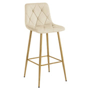 Sgabello alto NADO in velluto beige e gambe effetto rovere